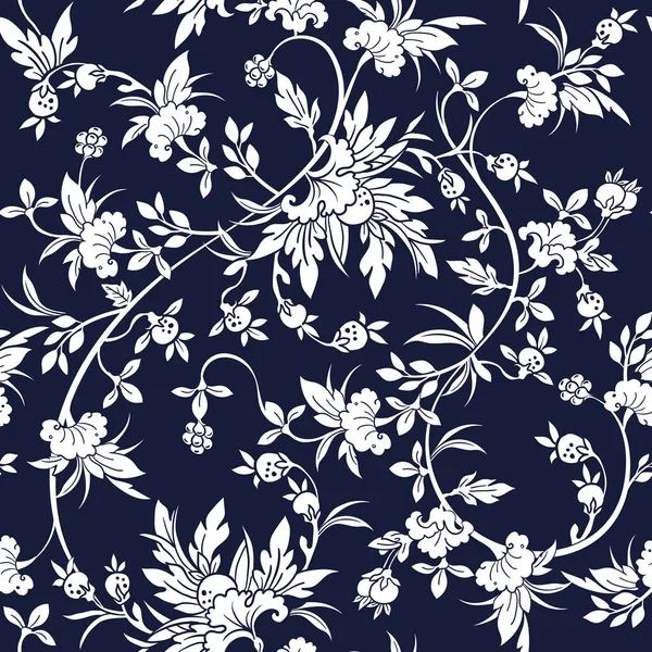 Vintage Traditionele Bloem Boatnical Floral Vector Naadloos Patroon Ontwerp Voor — Stockvector