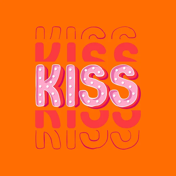 Netter Kiss Typografie Designvektor Eps10 Design Für Mode Shirt Stoff — Stockvektor