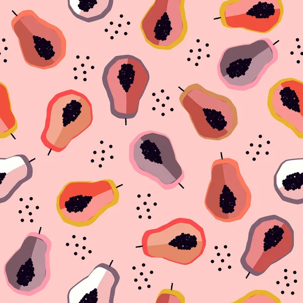 Modern cute Papaya  fruits seamless pattern Vector EPS 10,Design for fashion , fabric, textile, wallpaper, cover, web , wrapping and all prints on pink