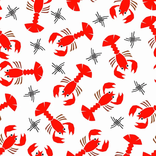 Modern Red Lobsters Seamless Pattern Vector Eps10 Design Fashion Fabric — Stock Vector