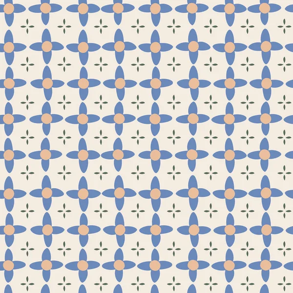 Minimale Kleine Schaal Van Flower Tile Marokko Stijl Naadloze Patroon — Stockvector