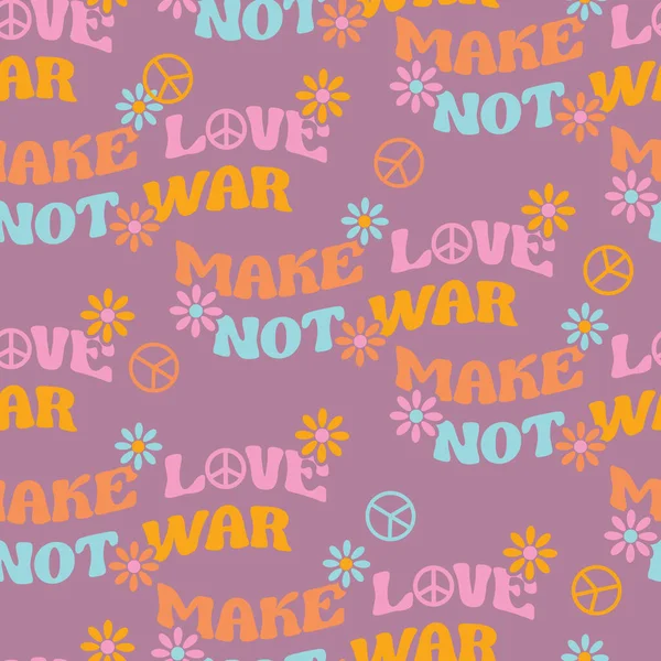 International Day Peace Peace Make Love War Sign Seamless Pattern — Stock Vector