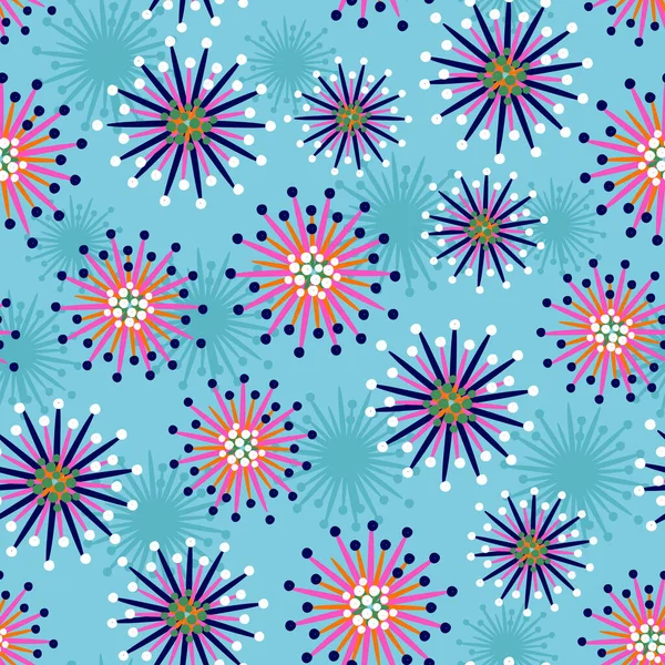 Modern çiçekler ve botanik yapraklar kusursuz desensiz vektör çizimi, moda, kumaş, tekstil, duvar kağıdı, kapak, ağ, ambalaj ve açık mavi üzerindeki tüm baskılar