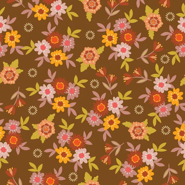 Barevné Groovy Květiny Hladké Vzor Vektorové Ilustrace Hippie Estetické Květinové — Stockový vektor