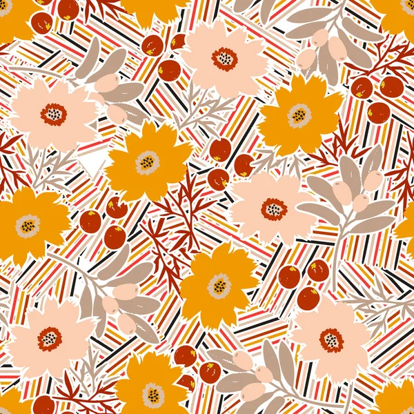 Colourful Modern Flower Multicolour Stripe Background Seamless Pattern Vector Illustration — 스톡 벡터