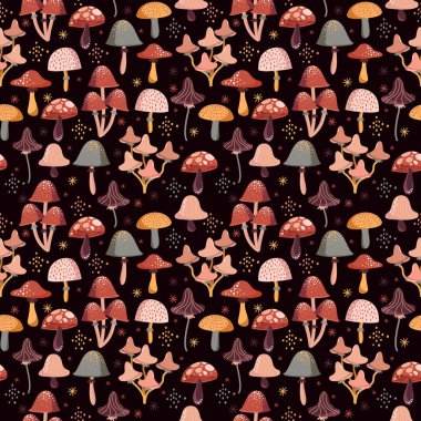 Cozy and cute Autumn Plants and leaves. Vector illustration EPS 10 , seamless pattern background of Fall flower season ,Design for fashion , fabric, textile, wallpaper, cover, web , wrapping and all prints 