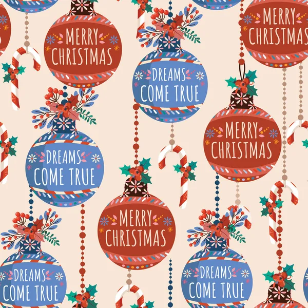 Colourful Christmas and Happy New Year seamless pattern with Christmas ornament ,Vector illustration ,Design for fashion , fabric, textile, wallpaper , wrapping and all prints 