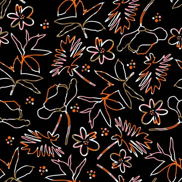Современные Ботанические Растения Листья Силуэт Модный Бесшовный Вектор Картины Иллюстрация — стоковый вектор