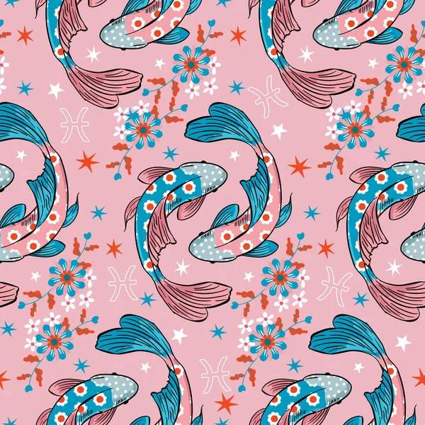 Pisces zodiac star seamless pattern. Pisces sign symbol stars Vector EPS10 , Design for fashion , fabric, textile, wallpaper, cover, web , wrapping and all prints 
