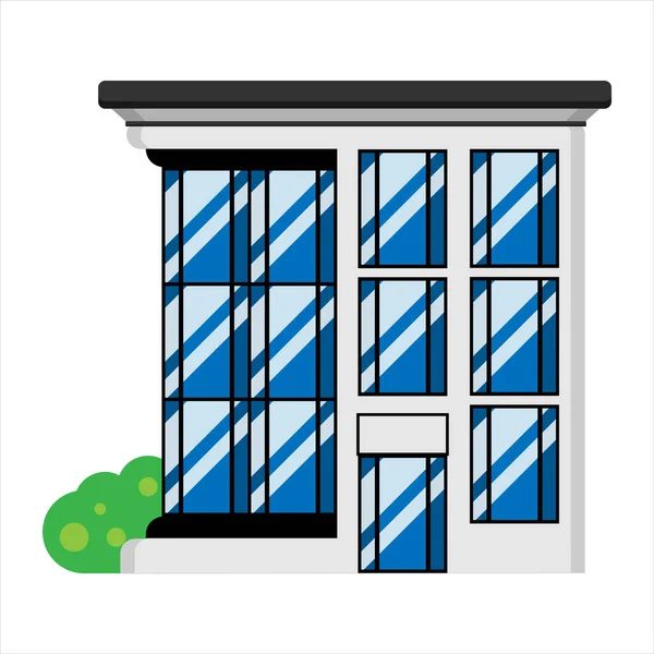 Modernes Stadtgebäude Fassadenvektorillustration Flacher Büro Oder Hotelbau Außen Isoliert Auf — Stockvektor