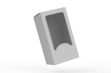 Pencere maketli sert kutu. Paketleme tasarımı için iyi. 3d illüstrasyon
