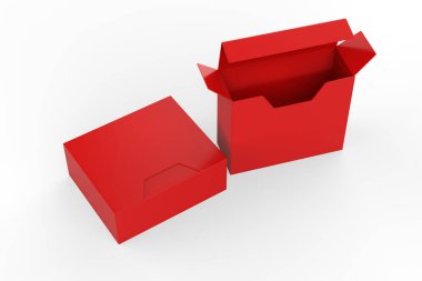 sert kutu maketi. Beyaz arka planda izole edilmiş ambalaj tasarımı için iyi. 3d illüstrasyon