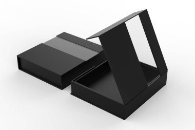 Pencere maketli sert kutu. Paketleme tasarımı için iyi. 3d illüstrasyon