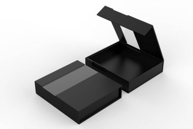 Pencere maketli sert kutu. Paketleme tasarımı için iyi. 3d illüstrasyon