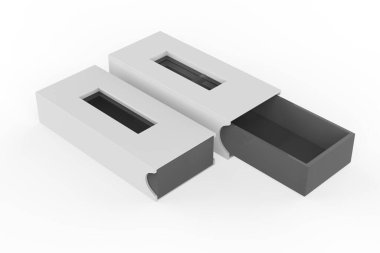 Pencere maketli sert kutu. Paketleme tasarımı için iyi. 3d illüstrasyon