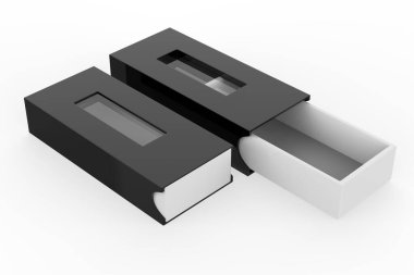 Pencere maketli sert kutu. Paketleme tasarımı için iyi. 3d illüstrasyon