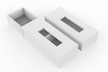 Pencere maketli sert kutu. Paketleme tasarımı için iyi. 3d illüstrasyon