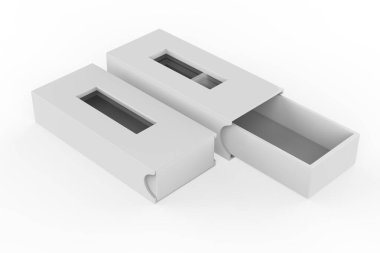 Pencere maketli sert kutu. Paketleme tasarımı için iyi. 3d illüstrasyon