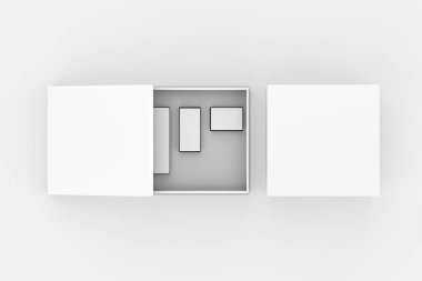 Kozmetik set modelli hediye kutusu beyaz arkaplanda izole edildi. 3d illüstrasyon