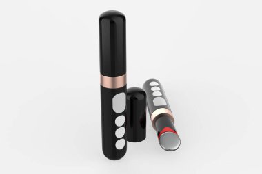 siyah halkalar göz çıkarıcı güzellik aracı güzellik ve bakım ürünleri araçları. 3d illüstrasyon