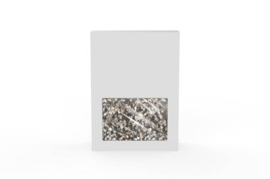 Urad dal beyaz arka planda izole edilmiş sert bir kutuda. 3d illüstrasyon