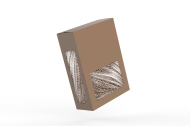 Beyaz arka planda izole edilmiş sert bir kutuda pardina mercimeği. 3d illüstrasyon