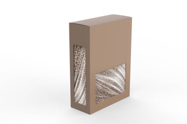 Beyaz arka planda izole edilmiş sert bir kutuda pardina mercimeği. 3d illüstrasyon