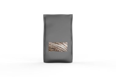 Gerçekçi kahve poşeti modeli beyaz arka planda izole edilmiş. Tasarımın ve sunumun için kullanması kolay. 3d illüstrasyon