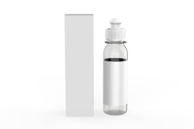 Plastik şişe modeli beyaz arka planda izole edildi. 3d illüstrasyon 