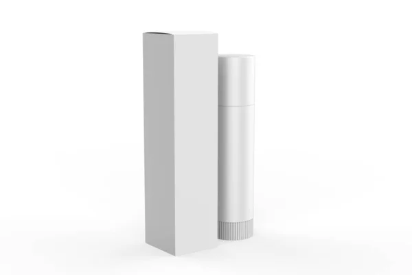 Kosmetiska Lip Balm Tube Mockup Isolat Vit Bakgrund Illustration — Stockfoto