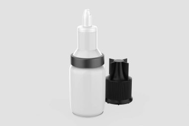 10 ml Düşüren Şişe Mokup beyaz arka planda izole edildi. 3d illüstrasyon