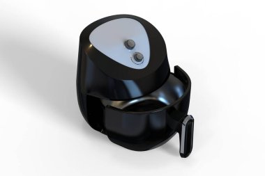 Dijital Air Fryers Sıcak Hava Kızartıcı Ayarlanabilir Sıcaklık Kontrolü 30 Dakika Zamanlayıcısı ve 8 adet Preset Menü Kapatma Yapışmayan Tepsi 1400W Air Fryer Black. 3d illüstrasyon