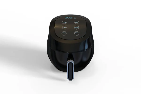 Dijital Air Fryers Sıcak Hava Kızartıcı Ayarlanabilir Sıcaklık Kontrolü 30 Dakika Zamanlayıcısı ve 8 adet Preset Menü Kapatma Yapışmayan Tepsi 1400W Air Fryer Black. 3d illüstrasyon