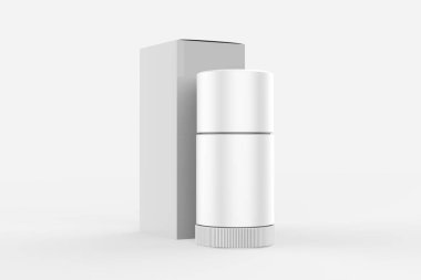 Beyaz arka planda izole edilmiş plastik deodorant çubuğu. 3d illüstrasyon