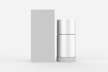 Beyaz arka planda izole edilmiş plastik deodorant çubuğu. 3d illüstrasyon
