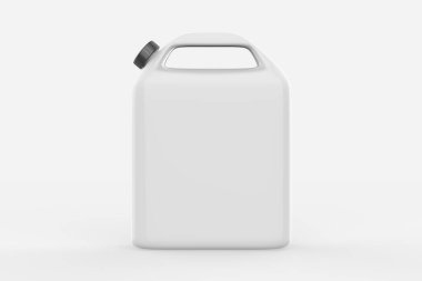 Plastik Jerrycan Yağı, Temizleyici, Deterjan, Abstergent, Sıvı Sabun, Süt, Meyve Suyu Beyaz Arkaplanda İzole Edildi. 3d illüstrasyon