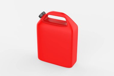 Plastik Jerrycan Yağı, Temizleyici, Deterjan, Abstergent, Sıvı Sabun, Süt, Meyve Suyu Beyaz Arkaplanda İzole Edildi. 3d illüstrasyon