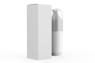 Beyaz arka planda Pompa Mockup izole edilmiş kozmetik şişe. 3d illüstrasyon