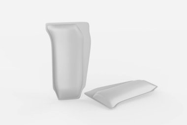 Matte kağıt kesesi. Fotogerçekçi ambalaj şablonu. 3d illüstrasyon.