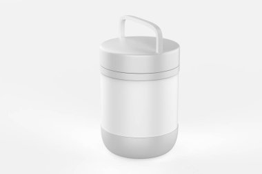 Matte Tiffin Kutusu Mockup beyaz arka planda izole edildi. 3d illüstrasyon