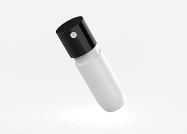 Cosmetische Fles Met Pomp Mockup Metallic Geïsoleerd Witte Achtergrond Illustratie — Stockfoto