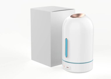 Otomatik 180 derece Döndüren Mini nemlendirici usb nemlendirici araba dağıtıcı USB batarya yeniden şarj edilebilir. 3d illüstrasyon 