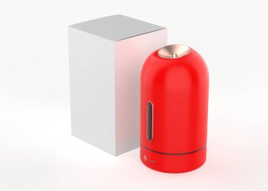 Otomatik 180 derece Döndüren Mini nemlendirici usb nemlendirici araba dağıtıcı USB batarya yeniden şarj edilebilir. 3d illüstrasyon 