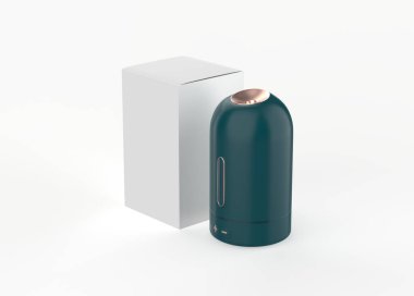 Otomatik 180 derece Döndüren Mini nemlendirici usb nemlendirici araba dağıtıcı USB batarya yeniden şarj edilebilir. 3d illüstrasyon 