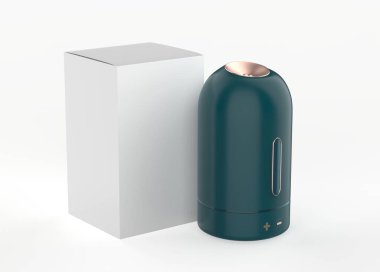 Otomatik 180 derece Döndüren Mini nemlendirici usb nemlendirici araba dağıtıcı USB batarya yeniden şarj edilebilir. 3d illüstrasyon 