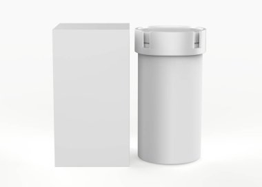 Beyaz arka planda izole edilmiş haplar ve haplar. 3d illüstrasyon