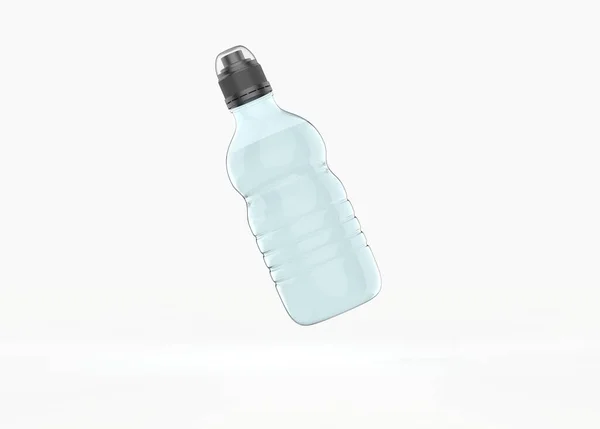 Цветные Пластиковые Бутылки Водой Спортивный Макет Cap Изолированы Белом Фоне — стоковое фото