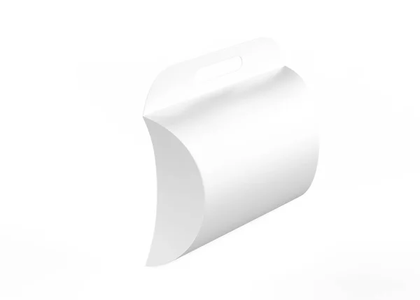 Kraft Paper Pillow Box Mit Henkel Attrappe Isoliert Auf Weißem — Stockfoto