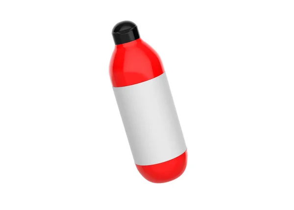 Bottiglia Cosmetica Plastica Lucida Isolata Sfondo Bianco Illustrazione — Foto Stock