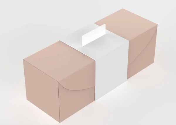 Caja Cartón Papel Embalaje Producto Blanco Ilustración — Foto de Stock